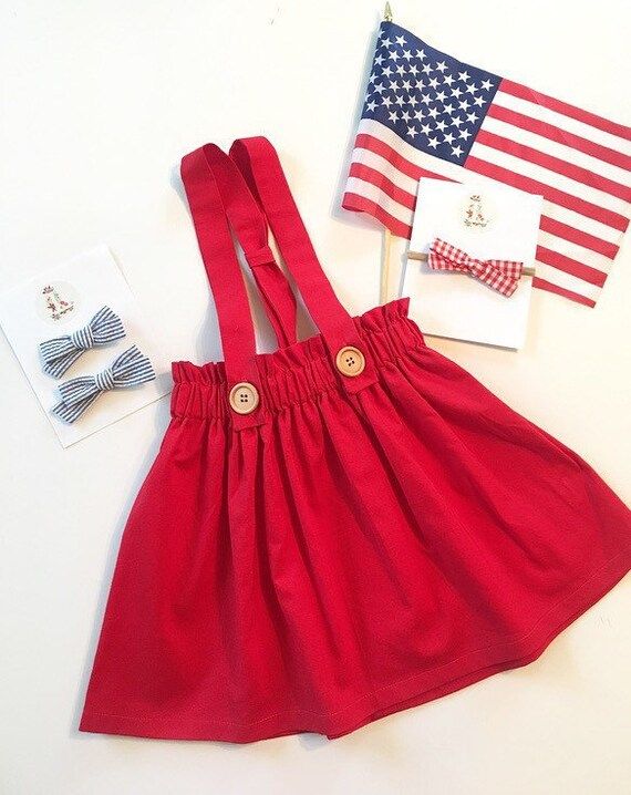Girl's Red Suspender Skirt, Toddler Holiday Dress, Patriotic Skirt, Vintage Style Jumper, School ... | Etsy (US)