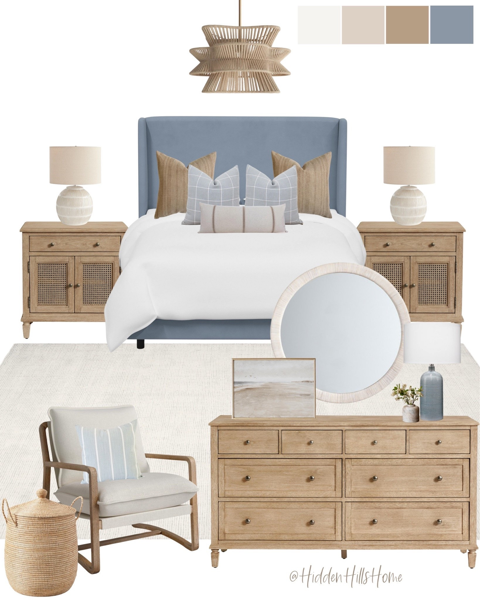 Coastal primary bedroom mood board, master bedroom design ideas, neutral and blue beach house bedroom, coastal themed bedroom design #coastal #neutral

#LTKHome #LTKSaleAlert #LTKSeasonal