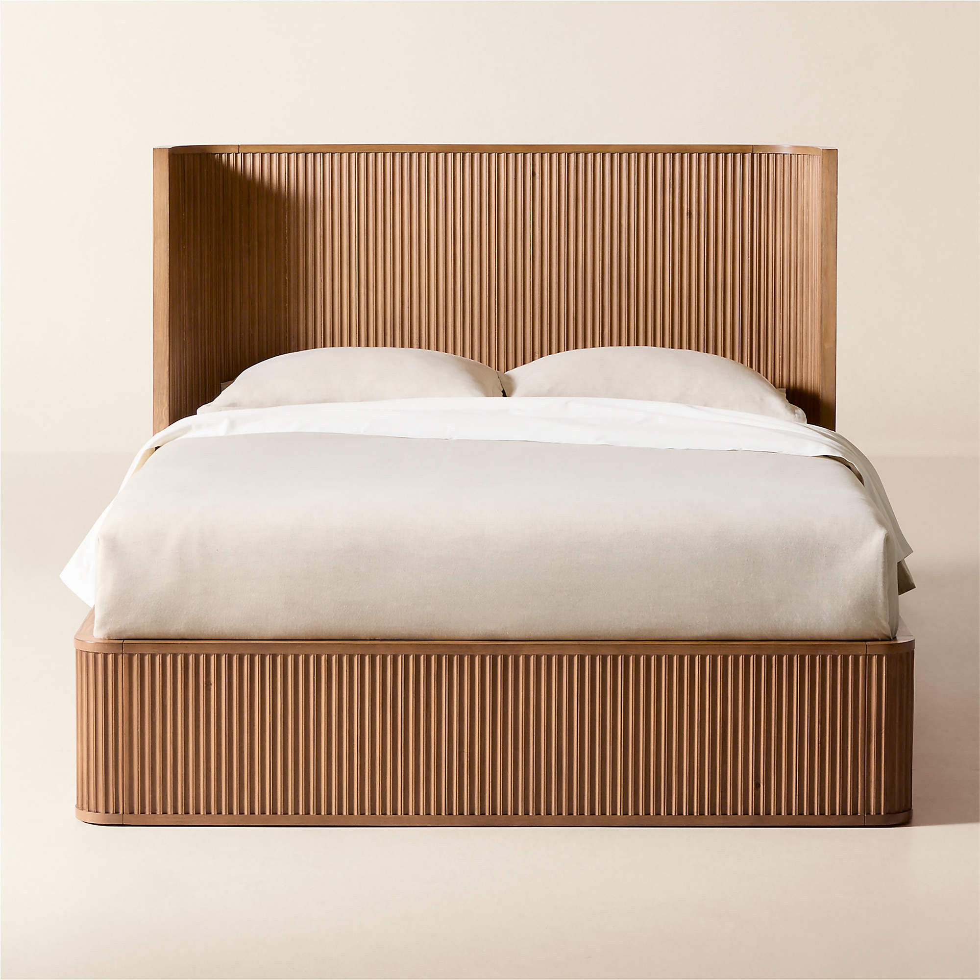Davison Fluted Wood Queen Bed + Reviews | CB2 | CB2