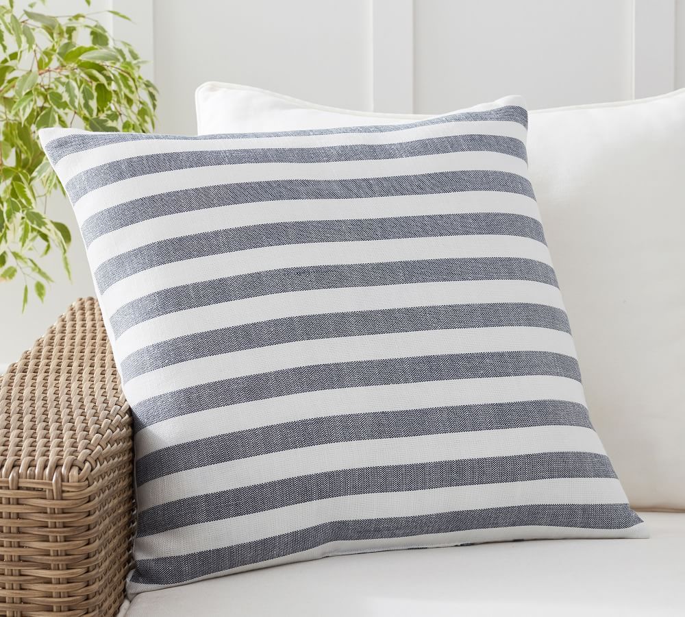 Leandra Striped Reversible Indoor/Outdoor Pillow | Pottery Barn (US)