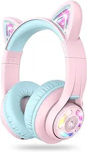 iClever Cat Ear Kids Bluetooth Headphones,LED Lights Up,74/85/94dB Volume Limited,50H Playtime,Bl... | Amazon (US)