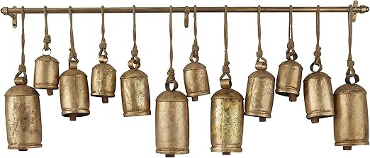 Deco 79 Metal Tibetan Inspired Meditation Decorative Cow Bell with Jute Hanging Rope and Rod, 48"... | Amazon (US)