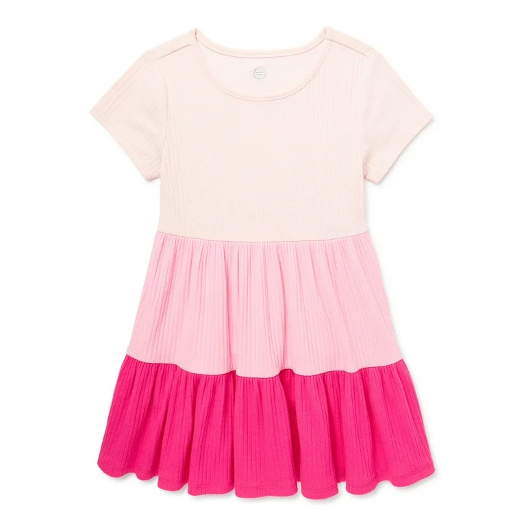 Wonder Nation Toddler Girl Play Dress with Tiered Skirt, Sizes 12M-5T - Walmart.com | Walmart (US)