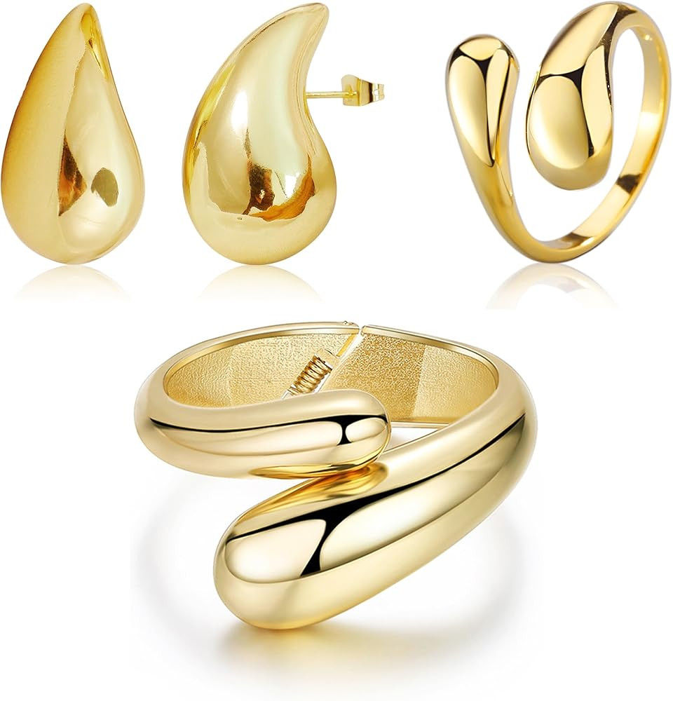 Gold Bangle Bracelet for Women Wide Cuff Bracelets Gold Chunky Bracelet Chunky Gold Cuff Wrap Bra... | Amazon (US)