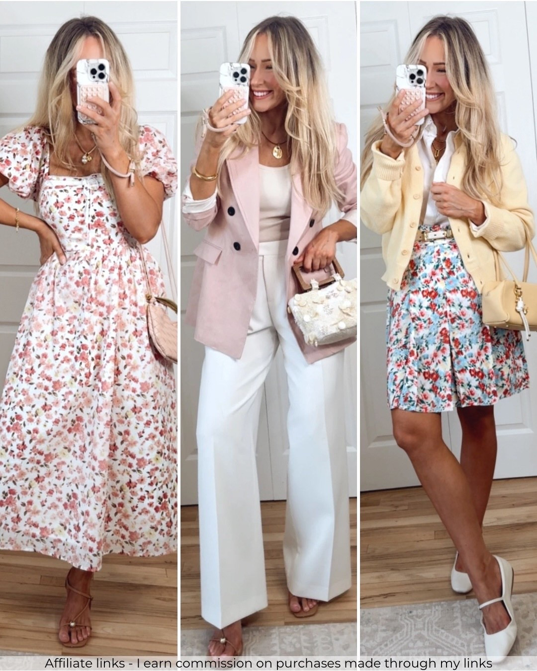 Affiliate links - I earn commission on purchases made through my links | spring outfits

Floral dress
Zara blazer
Zara white pants
Floral skirt
Amazon yellow cardigan
Colorful outfits 