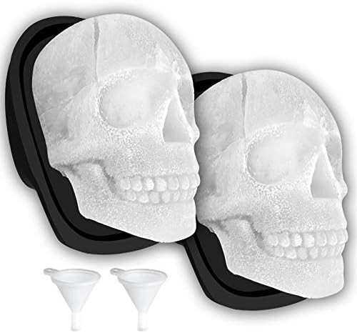 Extra Large 3D Skull Ice Cube Mold Silicone Ice Molds for Whiskey Skull Ice Cube Trays with Funne... | Amazon (US)