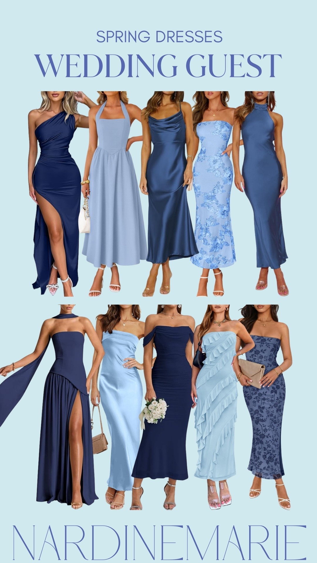 This blue palette is SO pretty for spring and summer weddings. Navy, dusty blue, soft satin… it feels elevated but still romantic. 💙💍

I love dresses you can rewear for multiple events and these all give that dressed-up look without feeling overdone.

If you have invites coming up, this is your sign to grab one early before sizes start going.

wedding guest dress, spring formal, blue dress edit, amazon fashion finds

#LTKWedding