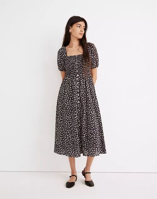 Lucie Smocked Button-Front Midi Dress in Sweet Floral | Madewell