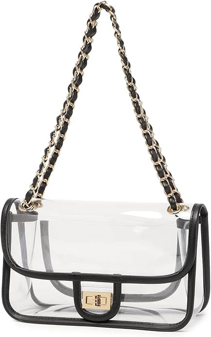 LAM GALLERY Womens PVC Clear Purse Handbag with Chain Stadium Approved Clear Bag See Through Bag ... | Amazon (US)