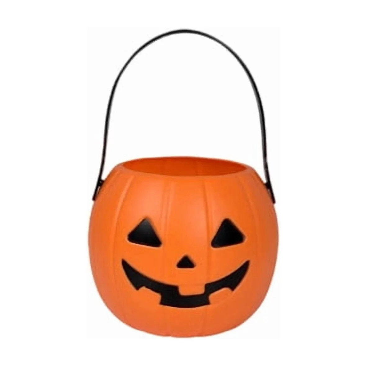 Secfreeship Orange Plastic Halloween Pumpkin Bucket with Handle, Jack-O-Lantern Candy Pail for Trick-or-Treat Party Decor and Holiday Gift Wrapping - Walmart.com | Walmart (US)
