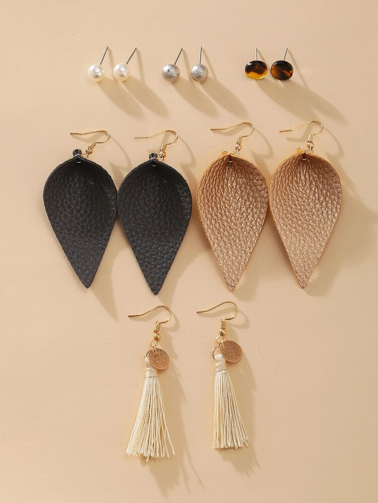 6pairs Tassel Charm Earrings | SHEIN
