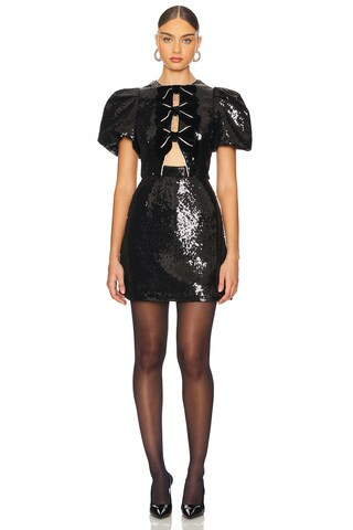 Rebecca Vallance X Nicky Hilton Lena Bow Mini Dress in Black from Revolve.com | Revolve Clothing (Global)