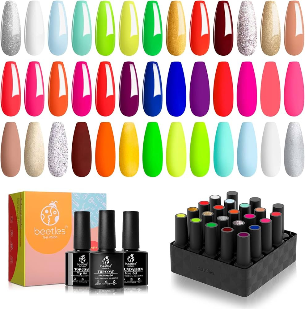 beetles Gel Polish Nail Set 20 Colors Neon Collection Hot Pink Magenta Lemon Green Soak Off Manic... | Amazon (US)