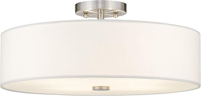 Livex 51055-91 Meridian Collection 4-Light Semi Flush Mount Ceiling Fixture with Off-White Fabric... | Amazon (US)
