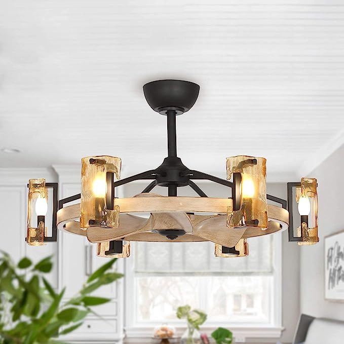 Parrot Uncle Ceiling Fans with Lights and Remote Farmhouse Chandelier Ceiling Fan with Light Blad... | Amazon (US)