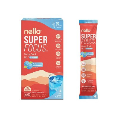 Nello Superfocus + Caffeine Drink Mix Supplement Powder - Blue Raspberry - 10ct | Target