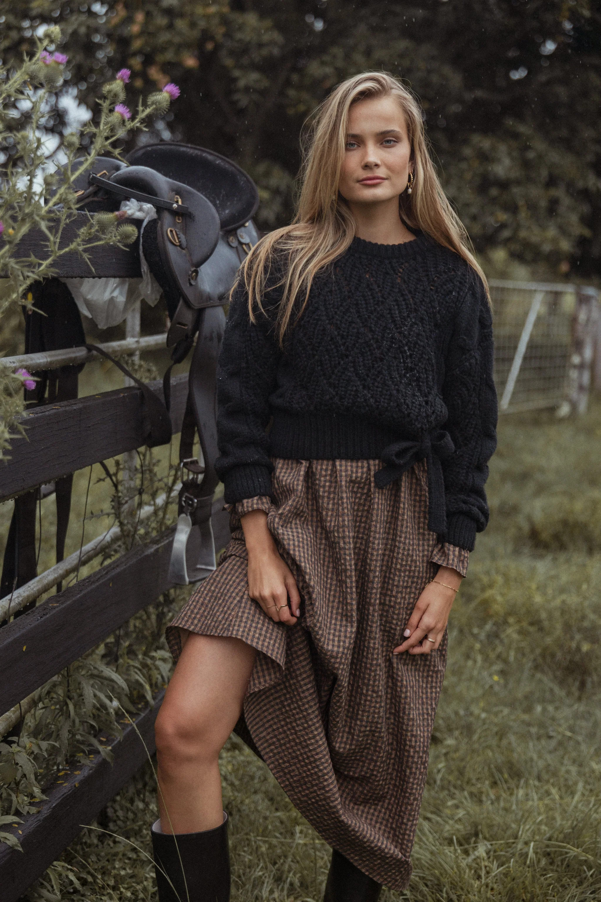 Birdie Tie Side Knit Sweater - Black | Petal & Pup (US)