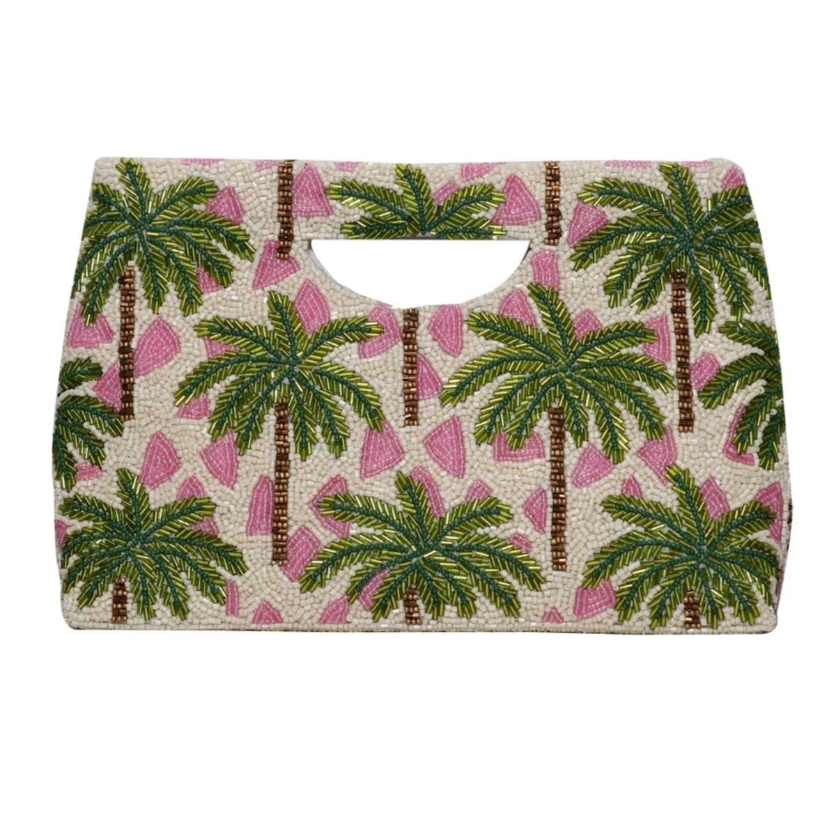Beaded Pink & Green Palm Tree Clutch Purse | The Well Appointed House, LLC