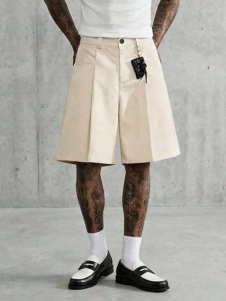 AXEPEAK Men's Woven Casual Loose Solid Color Shorts Men's Casual Shorts Men's White Shorts Outfit Men's Sleeveless Outfits Men's Shorts Set Tank Top Men's White Tank Top Men's Pleated Shorts Men's Shorts Sets Tank Top The Piece Men's Shorts Set | SHEIN