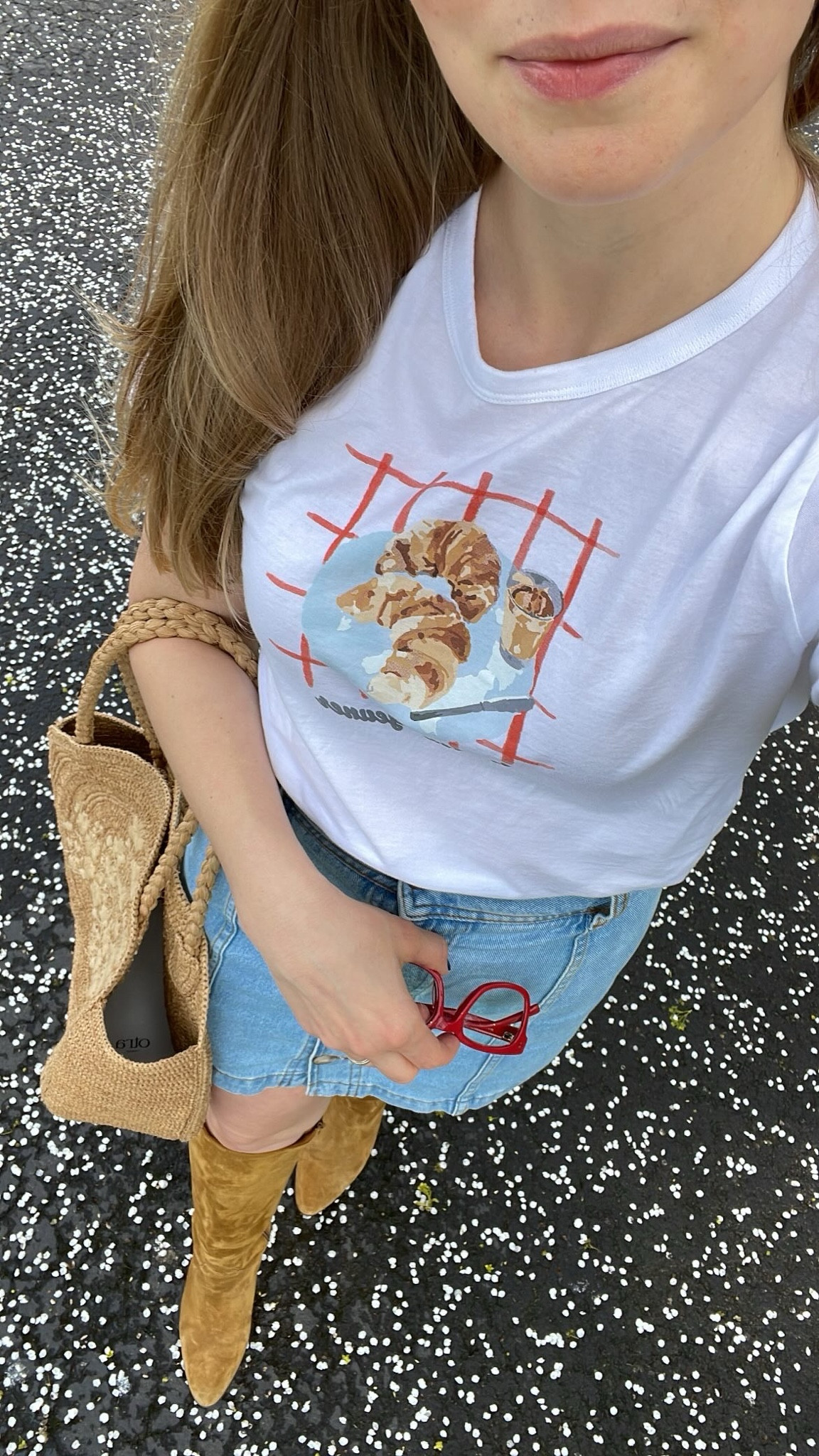 This croissant t-shirt is adorable! Fits tts. Denim mini skirt, basket & boots are all Sezane. 

Spring outfit, ootd, tall boots 

#LTKshoecrush #LTKitbag #LTKSeasonal