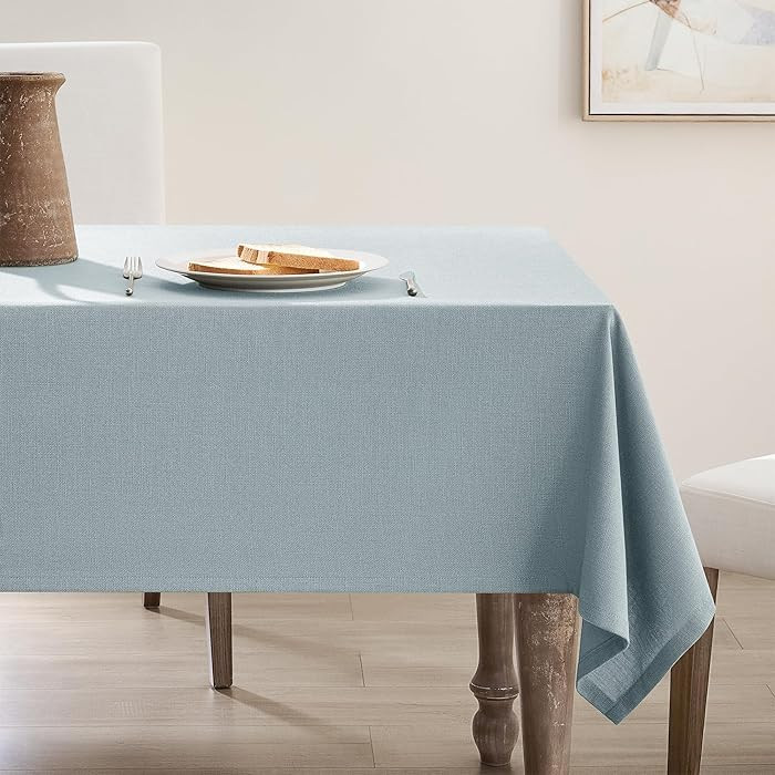 Dusty Blue Linen Tablecloth Rectangular 55 x 84 Modern Elegant Cotton Cloth Texured Table Cloth f... | Amazon (US)