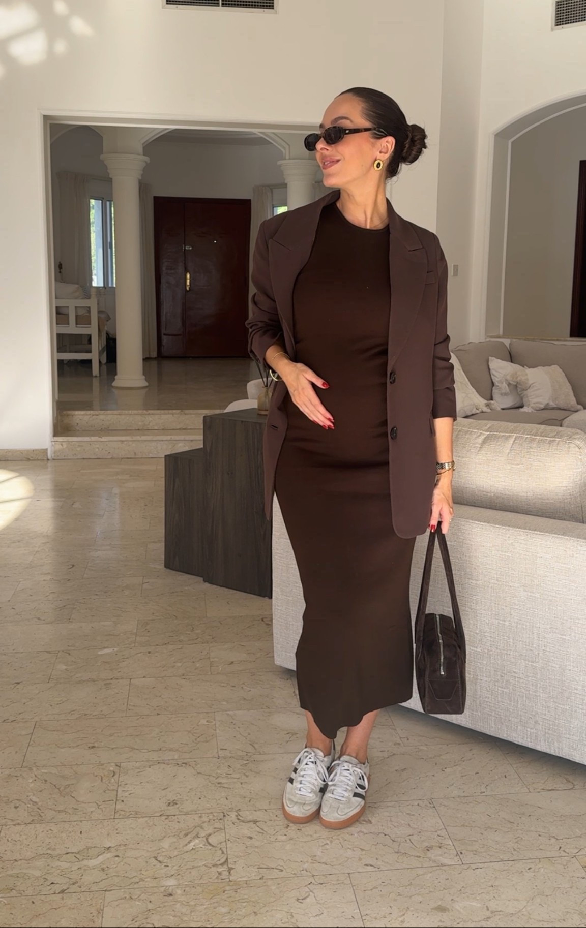 Chocolate brown outfit for dress down day in the office 🤎

#LTKmaternity #LTKworkwear #LTKautumn