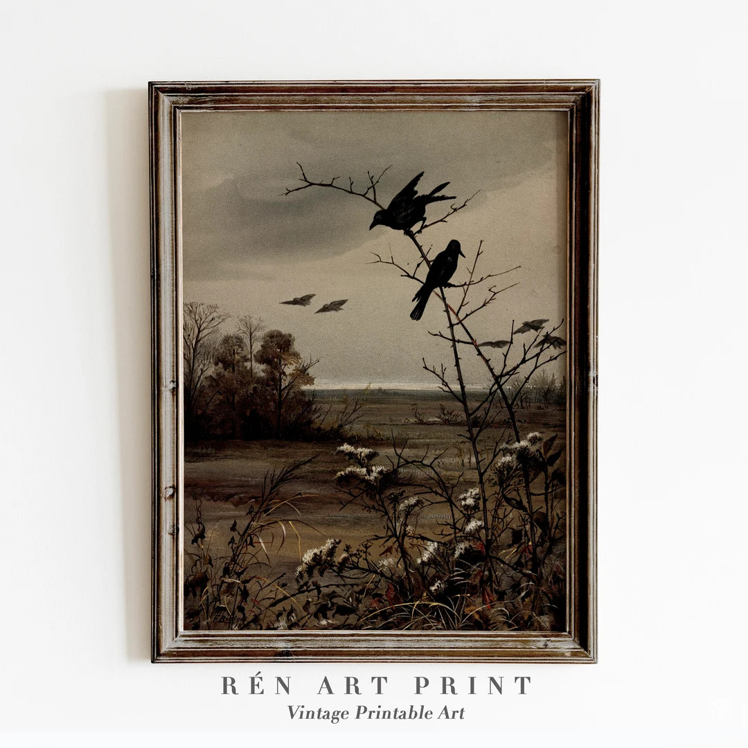 Moody Landscape Painting Printable Wall Art Antique Oil - Etsy | Etsy (US)