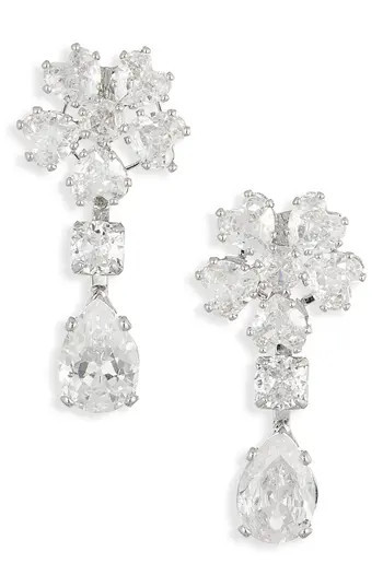 Cara Crystal Flower Drop Earrings in Silver at Nordstrom Rack | Nordstrom Rack