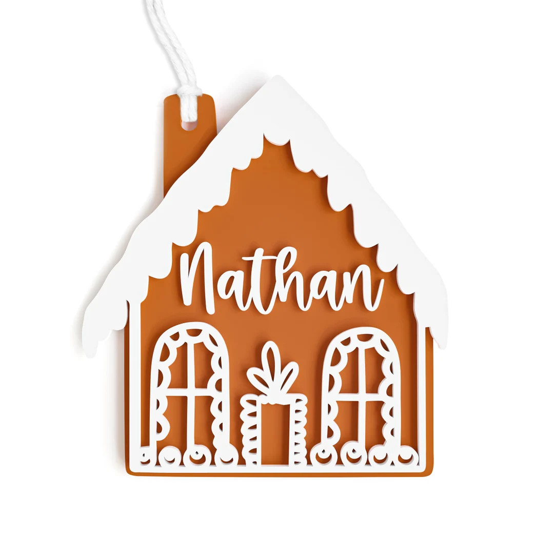 Personalized Gingerbread House Acrylic Gift Tag Christmas - Etsy | Etsy (US)