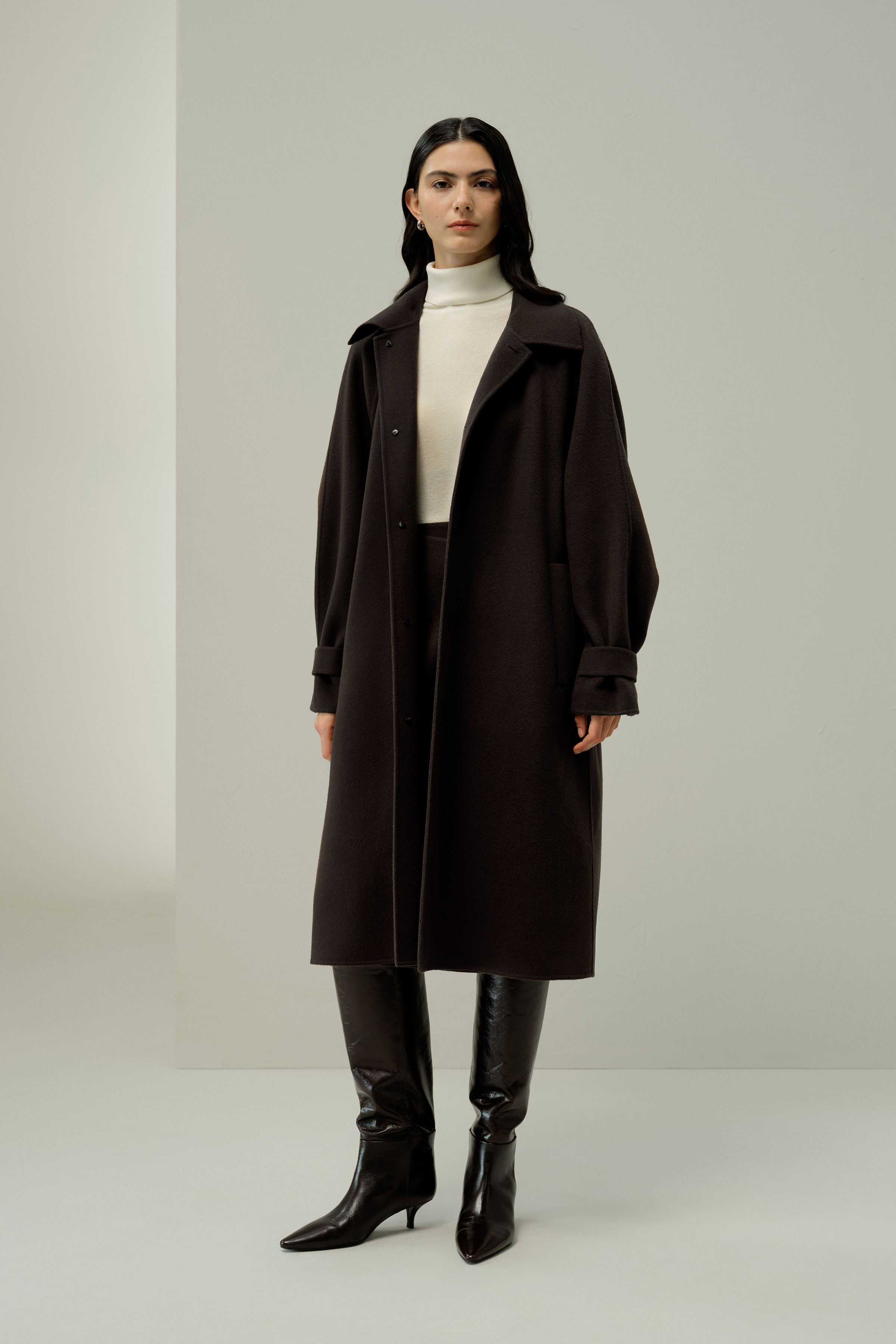 Manteau oversize double face soie-laine | LILYSILK