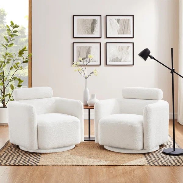 Upholstered Swivel Barrel Chair (Set of 2) | Wayfair North America