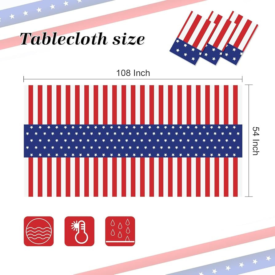 Childom 3 Pack Patriotic Tablecloths 4th of July Decorations,Disposable Plastic Tablecloths 54"x1... | Amazon (US)
