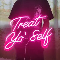 Custom Pink Neon Sign Treat Yourself Led Wall Decor | Etsy (US)