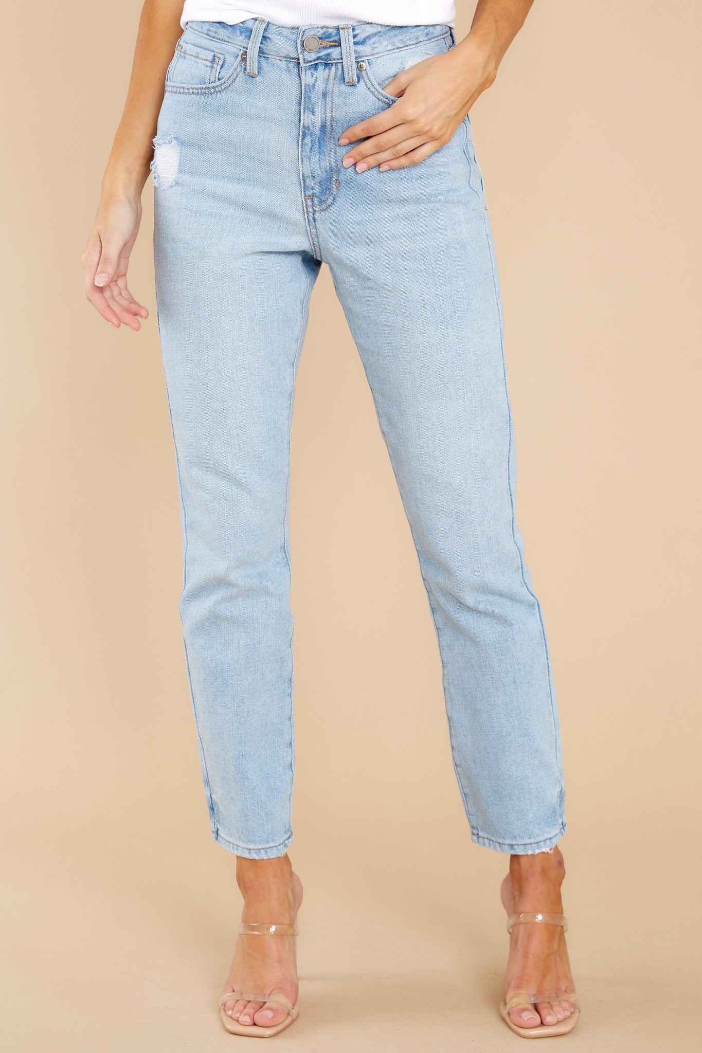 Something Fresh Light Wash Straight Jeans | Red Dress 