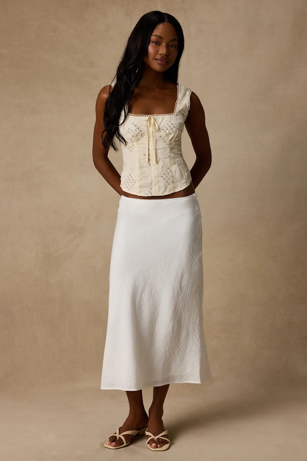 Antionette Cream Embroidered Sequin Button-Front Top | Lulus