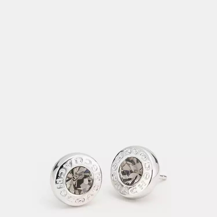 Open Circle Stone Stud Earrings | Coach Outlet US