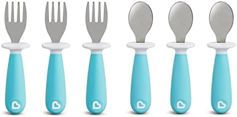 Munchkin 6 Count Raise Toddler Forks and Spoons, Blue, 12+ | Amazon (US)