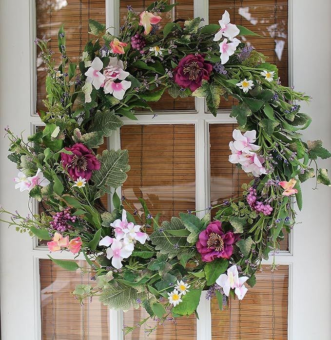 The Wreath Depot Windsor Silk Spring and Summer Door Wreath 24 Inch, White Storage Gift Box Inclu... | Amazon (US)
