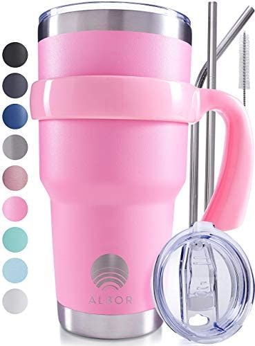 ALBOR Insulated Tumbler with Lid and Straw - 30 oz Insulated Coffee Mug with Handle, Travel Coffee M | Amazon (US)