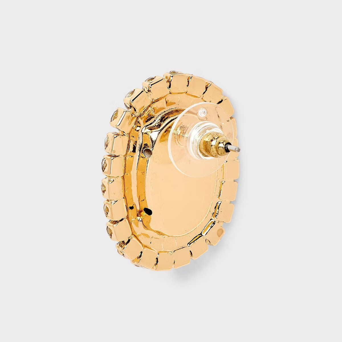 Stone Statement Button Earrings- A New Day™ Gold/Clear | Target