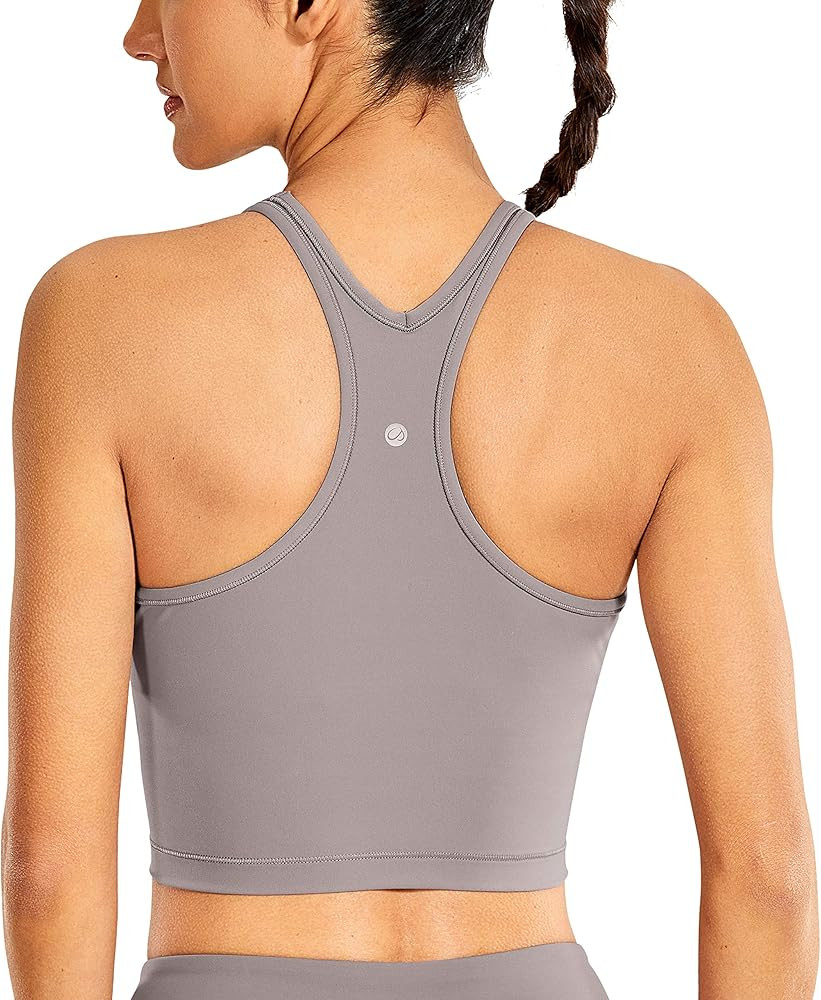 CRZ YOGA Women's Racerback Longline Sports Bra Padded Wireless Yoga Bras Crop Cami Tank Tops | Amazon (US)