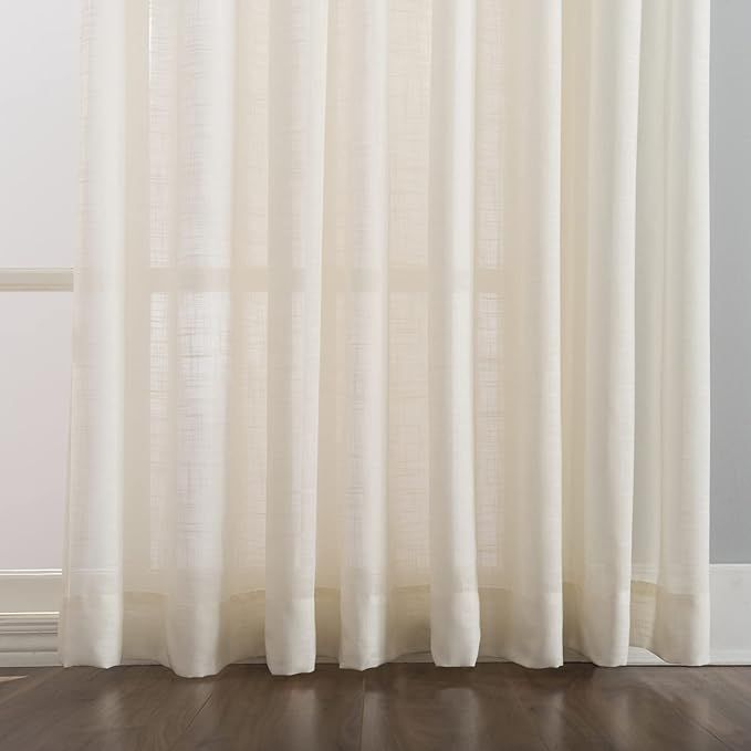 LANTIME Pinch Pleated Sheer Curtains 96 inches Long, Cream Semi Window Sheer Curtains Panels Drap... | Amazon (US)