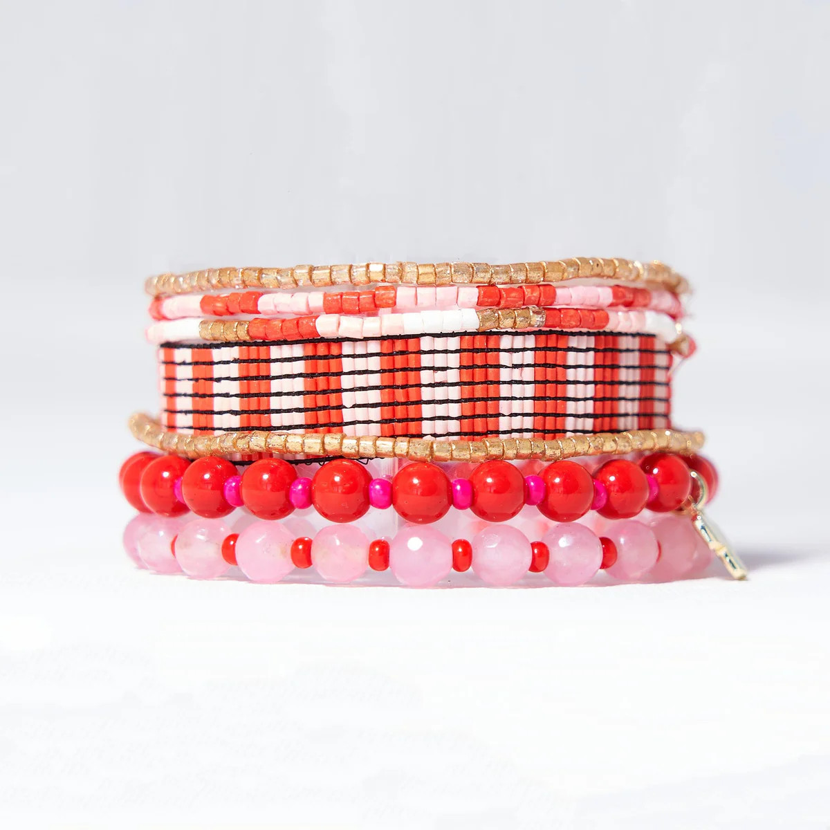Mixed Bracelet Stack of 8 Red | INK+ALLOY