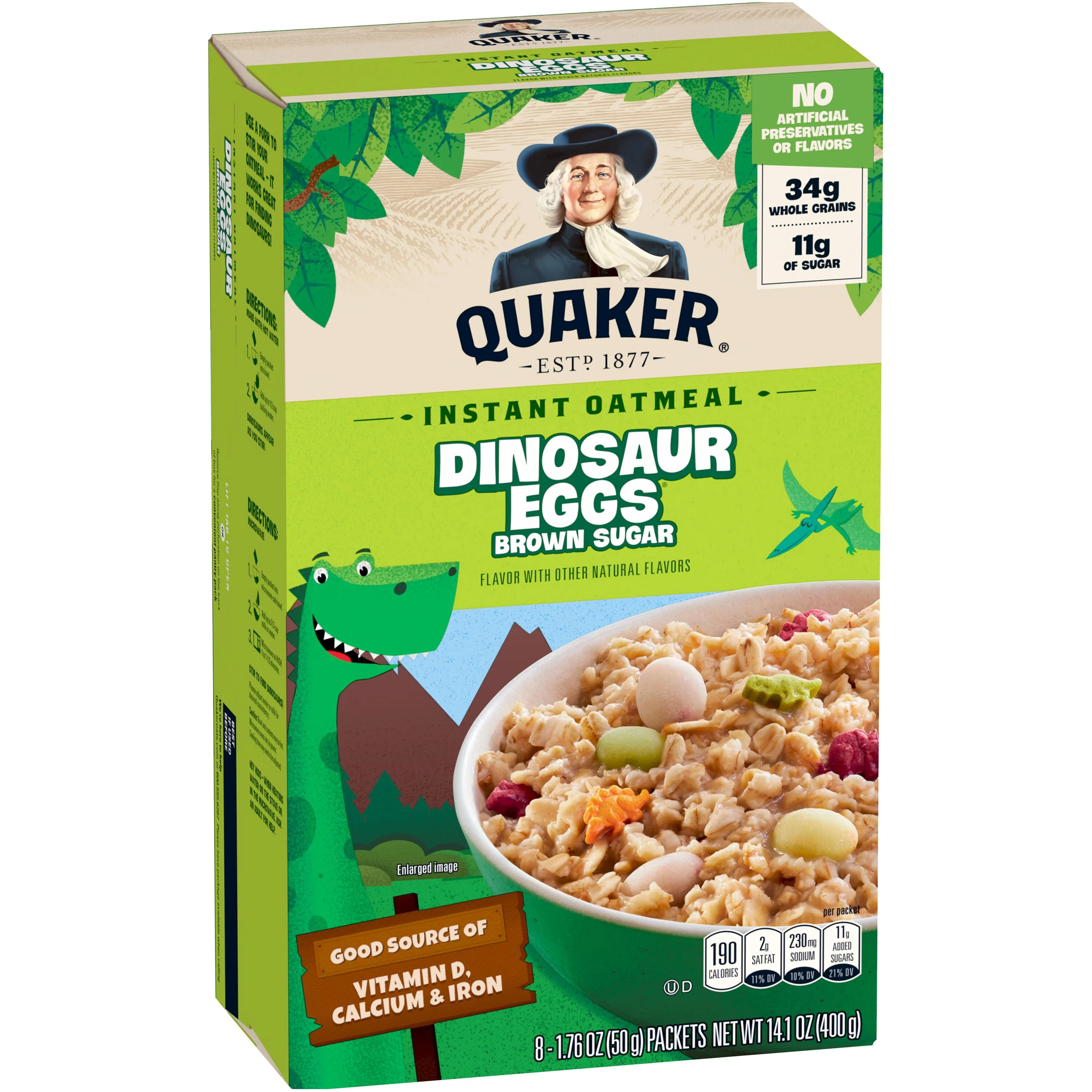 Quaker Instant Oatmeal, Dinosaur Eggs & Brown Sugar, 1.76 oz, 8 Packets | Walmart (US)