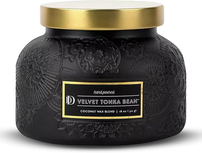 Velvet Tonka Bean Embossed Candle Jar (18 oz) - Wonderful Blend of Warm Tonka Bean, Spices, and M... | Amazon (US)