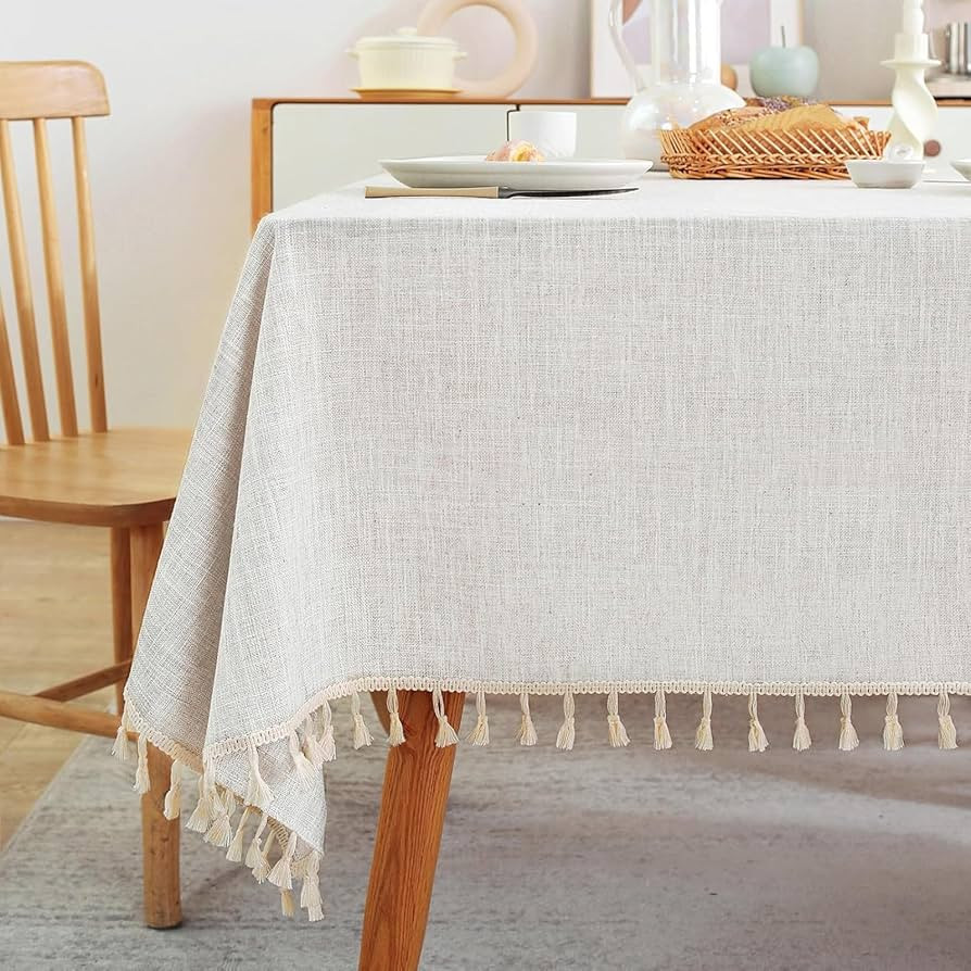 Textured Table cloth for 6 foot Rectangle table, Heavy Duty Farmhouse Tablecloth Solid Cotton Lin... | Amazon (US)