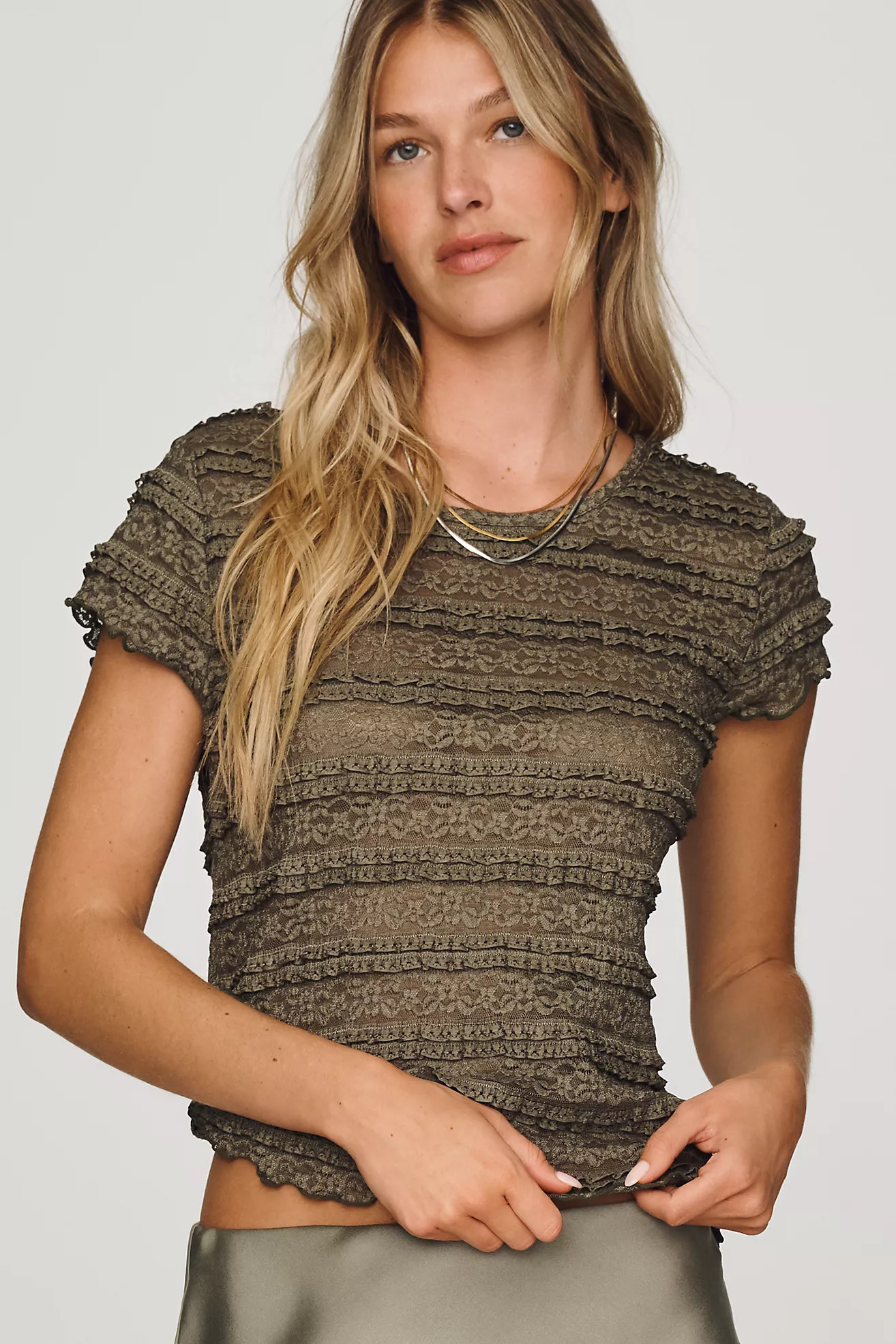 By Anthropologie Lace Ruffle Baby Tee | Anthropologie (US)