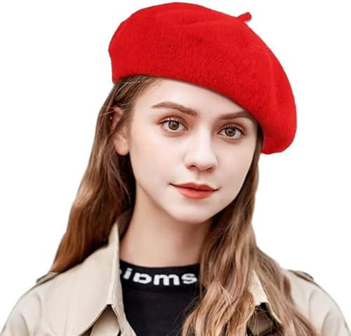 HengwoYS Women's Beret Hats – Chic French Berets for Women, Premium Wool Beret – A Classic Wardrobe Addition for Stylish Women Red | Amazon (US)