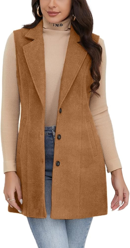 IDEALSANXUN Plaid Vest for Women Fall Winter Sleeveless Blazer Jackets | Amazon (US)