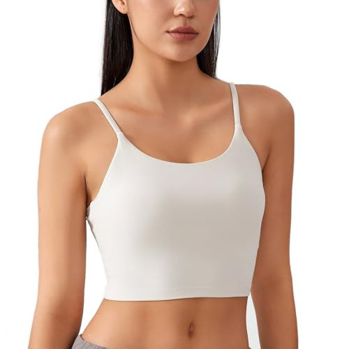 Lemedy Women Padded Sports Bra Molded Cup Fitness Workout Running Shirts Yoga Tank Top(XL, Off-White) | Amazon (US)